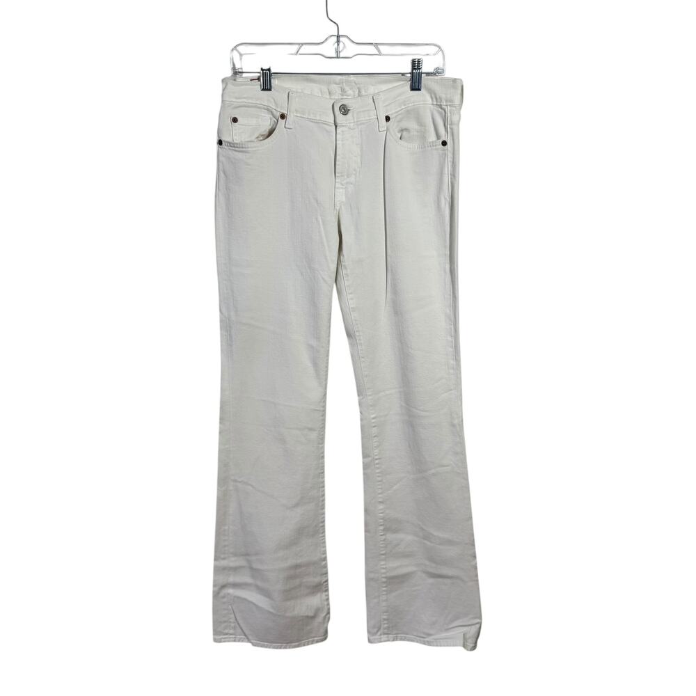 7 For All Man Kind Jeans Women 31 White Flared Bootcut Minimal Modest Boho‎ Prep